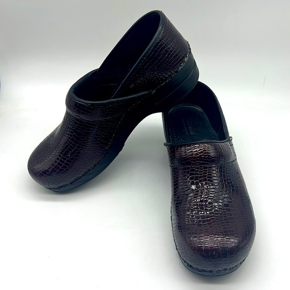 SANITA The Original Danish Clogs Burgundy Croc Embossed Leather EU Size … - Picture 10 of 11